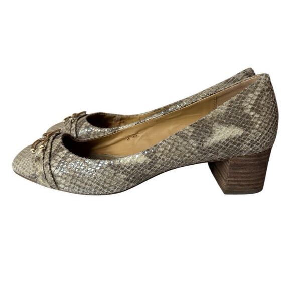 Coach Irene Women's 9 Brown Snake Skin Leather Pumps Slip On Shoes Taupe Neutral - Picture 3 of 9